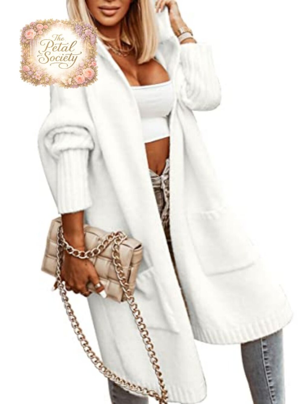 Womens Long Cardigan Cable Knit Hooded Oversized Sweater Coat